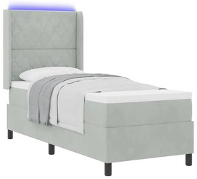 vidaXL Κρεβάτι Box Spring LED με Στρώμα Ανοιχτό γκρι 80 x 200 cm