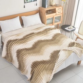 Κουβέρτα Fleece-Δίχρωμο Ριγέ Μπεζ flc12 - 1.60x2.20