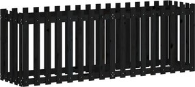 vidaXL Ζαρντινιέρα με Σχέδιο Φράχτη Μαύρη 200x50x70 εκ. Μασίφ Πεύκο