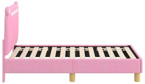 vidaXL Κρεβατική βάση για παιδιά με προσκέφαλο Ροζ 70 x 140 cm ύφασμα