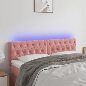 Κεφαλάρι Κρεβατιού LED Ροζ 160x7x78/88 εκ. Βελούδινο - Ροζ