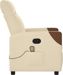 vidaXL Πολυθρόνα Μασάζ Ανακλινόμενη Κρεμ Υφασμάτινη