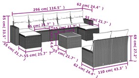 vidaXL Σαλόνι Κήπου 10 Τεμαχίων Γκρι από Συνθετικό Ρατάν με Μαξιλάρια