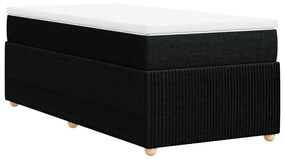 Κρεβάτι Boxspring με Στρώμα Μαύρο 90x200 εκ. Υφασμάτινο - Μαύρο