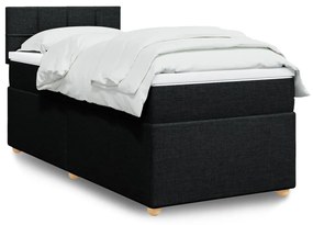 vidaXL Κρεβάτι Boxspring με Στρώμα Μαύρο 90x200 εκ. Υφασμάτινο