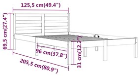 Πλαίσιο Κρεβατιού Λευκό 120 x 200 εκ. από Μασίφ Ξύλο Πεύκου - Λευκό