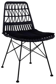 Καρέκλα Μεταλλική Με Μαξιλάρι Και Μαύρο Wicker HM5453