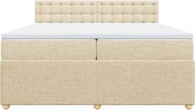 vidaXL Κρεβάτι Boxspring με Στρώμα Κρεμ 200x200 εκ. Υφασμάτινο