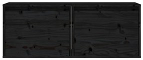 Ντουλάπια Τοίχου 2 τεμ. Μαύρα 45x30x35 εκ από Μασίφ Ξύλο Πεύκου - Μαύρο