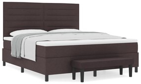 vidaXL Κρεβάτι με στρώμα & παγκάκι σκούρο καφέ 180x200 εκ ύφασμα