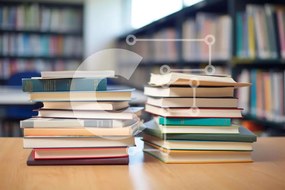 Intra Συλλεκτικό Ξύλινο Παζλ Plywood 4mm - Στοίβα από βιβλία σε ξύλινο τραπέζι στη βιβλιοθήκη Σε Ξύλινο Κουτί - Διαστάσεις Puzzle: 10x10 cm – 25 κομμάτια