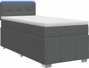 vidaXL Κρεβάτι box spring με στρώμα Σκούρο Γκρι 80 x 200 cm Ύφασμα