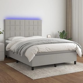 ΚΡΕΒΑΤΙ BOXSPRING ΜΕ ΣΤΡΩΜΑ &amp; LED ΑΝ.ΓΚΡΙ 140X190ΕΚ. ΥΦΑΣΜΑΤΙΝΟ 3134869