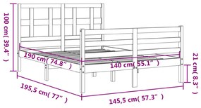 ΠΛΑΙΣΙΟ ΚΡΕΒΑΤΙΟΥ ΜΕ ΚΕΦΑΛΑΡΙ ΛΕΥΚΟ 140X190 ΕΚ. ΜΑΣΙΦ ΞΥΛΟ 3194812