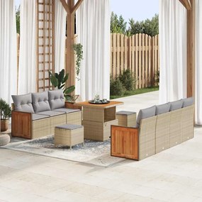 vidaXL Σετ Καναπέ Κήπου 10 pcs Μπεζ, Ανοιχτό γκρι 80 x 80 x 71 cm