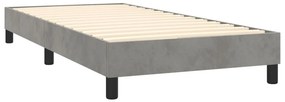 vidaXL Κρεβάτι Boxspring με Στρώμα Ανοιχτό Γκρι 90x200 εκ. Βελούδινο