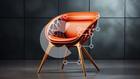 Intra Συλλεκτικό Ξύλινο Παζλ Plywood  4mm - Μοντέρνα Πορτοκαλί Καρέκλα με Μοναδικό Σχέδιο Σε Ξύλινο Κουτί - Διαστάσεις Puzzle: 10x10 cm – 25 κομμάτια
