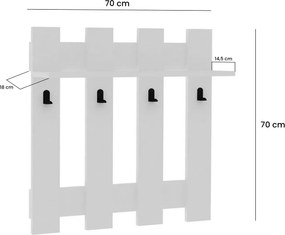Κρεμάστρα Τοίχου Λευκό CARINA 70x18x70