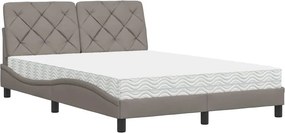 vidaXL Κρεβάτι με Στρώμα Taupe 120x200 εκ. Υφασμάτινο