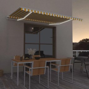 vidaXL Αναδιπλούμενη τέντα Κίτρινο και Λευκό 400 x 350 εκ