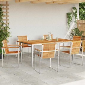 vidaXL Σέτ φαγητού για κήπο 7 pcs Συμπαγές Ξύλο Τικ