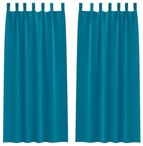 vidaXL Κουρτίνες με κουρτίνες 2 pcs Τιρκουάζ 245x140εκ. Πολυεστέρας