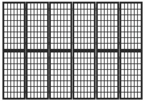 Παραβάν Ιαπωνικού Στιλ με 6 Πάνελ Πτυσσόμενο Μαύρο 240x170 εκ. - Μαύρο