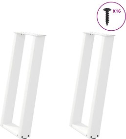 vidaXL Πόδια Κονσόλας σε Σχήμα U 2 τεμ. Λευκά 38x(72-73) εκ. Ατσάλι