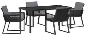 vidaXL Σέτ φαγητού για κήπο 5 pcs Μαύρο Πολυ ράταν