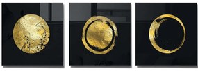 Πίνακας Γυάλινος (Σετ 3Τμχ) 698GLS1287 60x60cm Black-Gold Wallity Τετράγωνοι Γυαλί