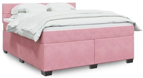 vidaXL Κρεβάτι Boxspring με Στρώμα Ροζ 180x200 εκ. Βελούδινο