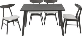 Tραπεζαρία Benson - Orlean pakoworld σετ 5τμχ rustic grey-ύφασμα γκρι 120x75x75εκ