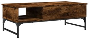 vidaXL Τραπεζάκι Σαλονιού Καπνιστή Δρυς 100x50x35 εκ. Επ. Ξύλο/Μέταλλο