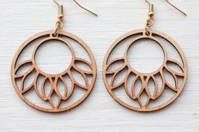 Intra απο ξύλο plywood 3mm-4mm πάχος Σκουλαρίκια ηλίανθου Boho Δίασταση 3x3 cm INTRAFABR-124910517