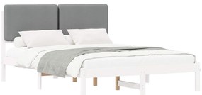 vidaXL Σκελετός Κρεβατιού με Επενδεδυμένο Κεφαλάρι Ανοιχτό γκρι
