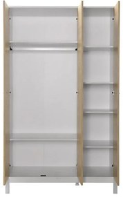 Ντουλάπα ρούχων London τρίφυλλη χρώμα oak - λευκό 120x52x202εκ.