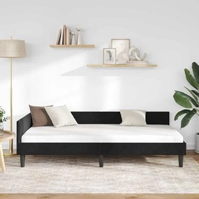 vidaXL Πλαϊνό Κρεβάτι Μαύρο 90 x 200 cm Βελούδο και Στιβαρή ξυλεία