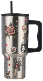 Κούπα Θερμός Με Λαβή & Καλαμάκι 900ml Estia Save The Aegean Tumbler Old School Ink 01-32050