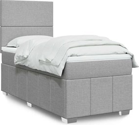 vidaXL Κρεβάτι Boxspring με Στρώμα Ανοιχτό Γκρι 80x200 εκ. Υφασμάτινο