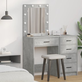 vidaXL Τραπέζι Μακιγιάζ με LED Φωτάκια σε Γκρι σκυρόδεμα, 50x41x135 εκ.