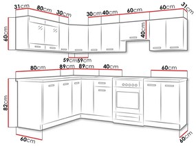 Σετ κουζίνας Tucson 160, 249cm, 207 kg, Πάγκος, Πλαστικοποιημένη μοριοσανίδα, Γωνιακός | Epipla1.gr