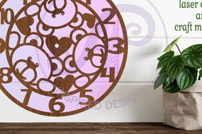 Intra απο ξύλο plywood 3mm-4mm πάχος – Teddy Bear Ρολόι τοίχου με λέιζερ FilesSVG Δίασταση 40x30 cm INTRAFABR-86444661
