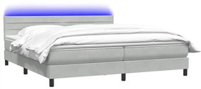 vidaXL Κρεβάτι Boxspring με Στρώμα Ανοιχτό Γκρι 180x210 εκ. Βελούδινο