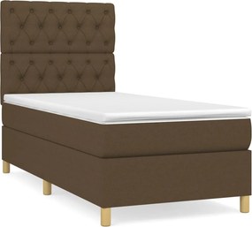 vidaXL Κρεβάτι Boxspring με Στρώμα Σκούρο Καφέ 80x200 εκ. Υφασμάτινο