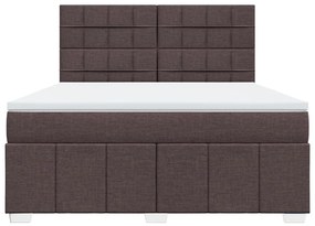 vidaXL Κρεβάτι Boxspring με Στρώμα Σκούρο Καφέ 180x200 εκ Υφασμάτινο