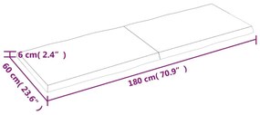 Επιφ Τραπεζιού Αν Καφέ 180x60x(2-6)εκ.Ακατέργ. Μασίφ Ξύλο Δρυός - Καφέ