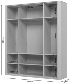 Ντουλάπα Dutchess τετράφυλλη 2 glass