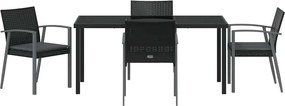 vidaXL Σέτ φαγητού για κήπο 5 pcs Μαύρο και Γκρι Ράτα PE