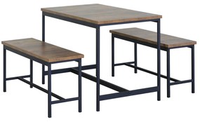 Σετ Τραπεζαρία (2+1) ArteLibre DRAYCOTT Καφέ/Μαύρο Μοριοσανίδα/Μέταλλο 110x60x75cm