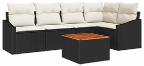 vidaXL Σετ Καναπέ Κήπου 6 pcs Μαύρο και λευκό